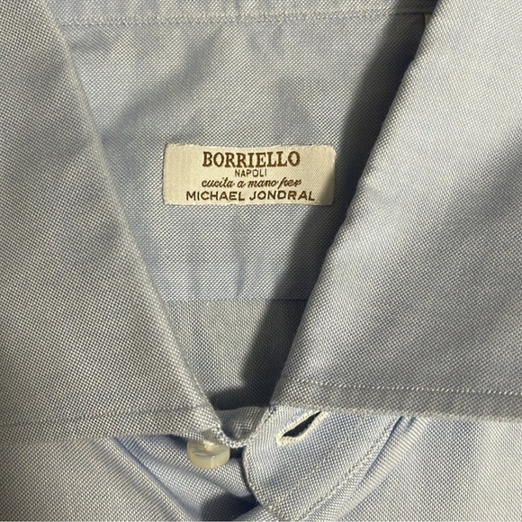 BORRIELLO Napoli Men Made Hand by Michael Jondral Button Down Shirt Sz 16 1-2/42 - Picture 16 of 16